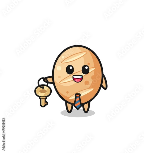 cute french bread as a real estate agent mascot