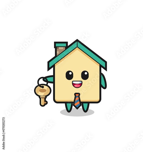 cute house as a real estate agent mascot