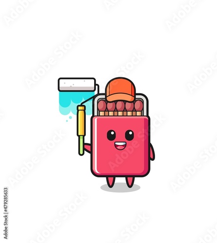 the matches box painter mascot with a paint roller