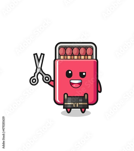 matches box character as barbershop mascot