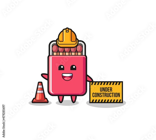 illustration of matches box with under construction banner