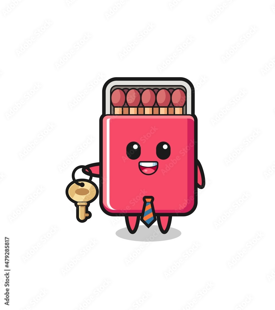 cute matches box as a real estate agent mascot