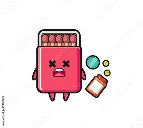 illustration of overdose matches box character