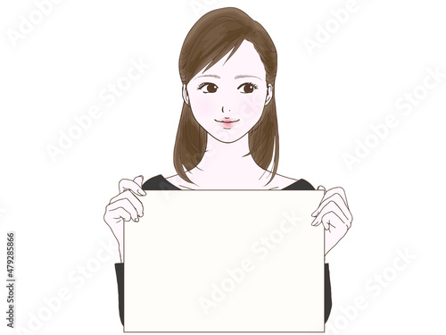 セミロングの女性_フリップ_横目