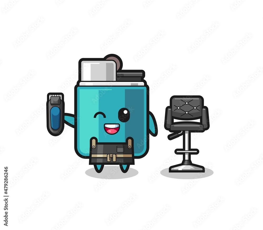 Fototapeta premium lighter barbershop is holding a trimer