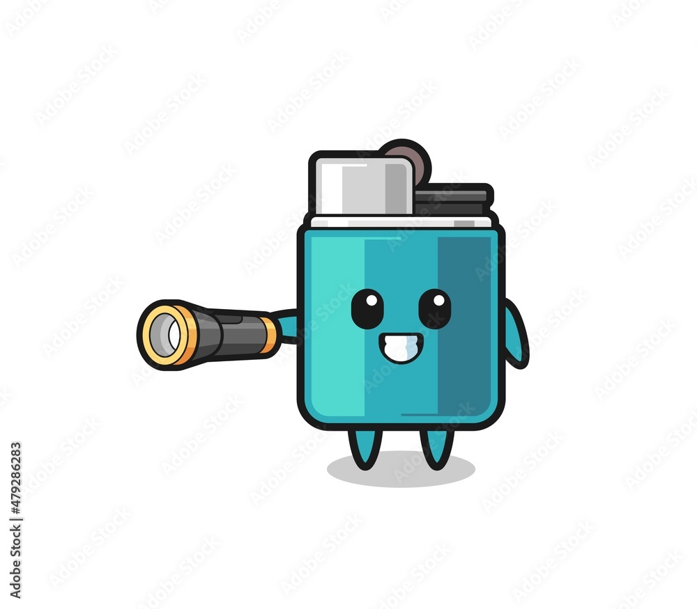 lighter mascot holding flashlight lighter mascot holding flashlight
