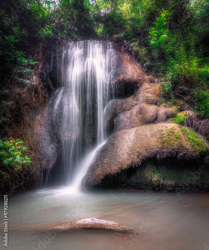 Schilderij op canvas Plan Thong waterfall, located in Phu Pha Man National Park in Khon Kaen in Thailand