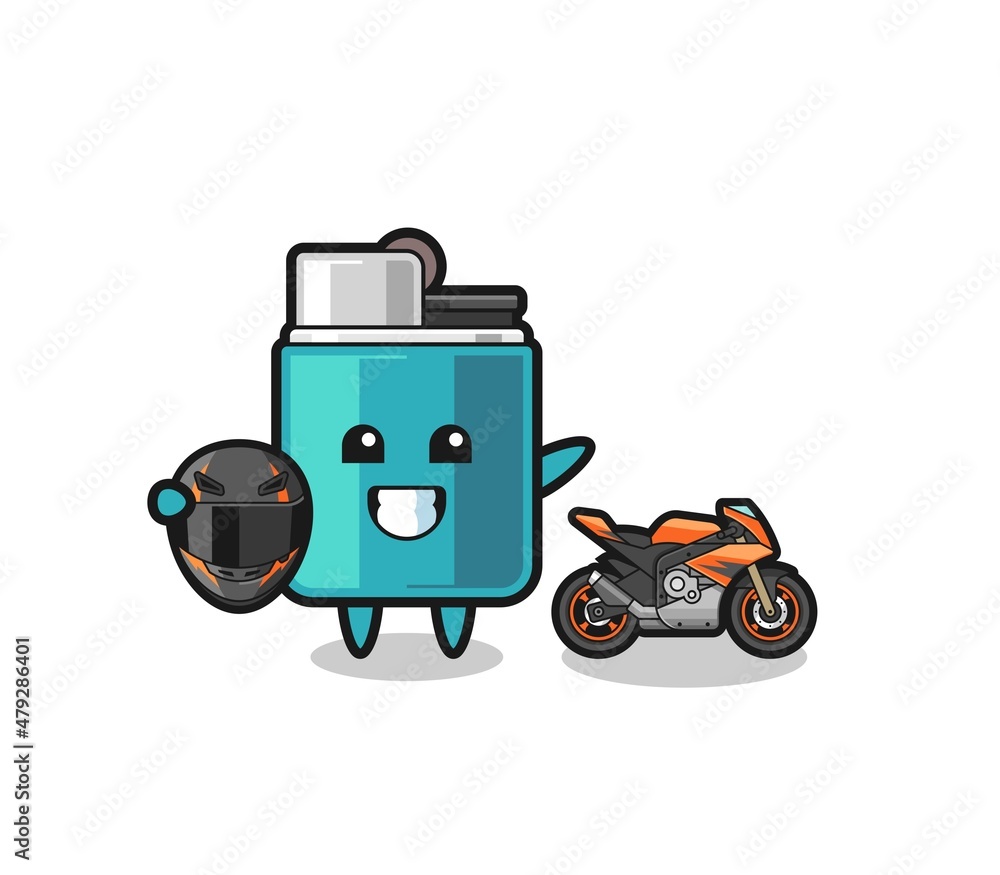 cute lighter cartoon as a motorcycle racer cute lighter cartoon as a motorcycle racer