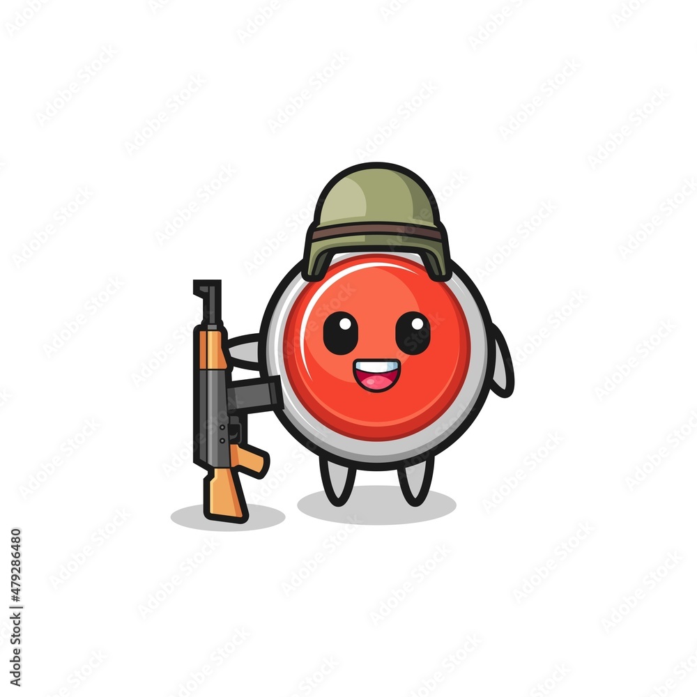 cute emergency panic button mascot as a soldier cute emergency panic button mascot as a soldier