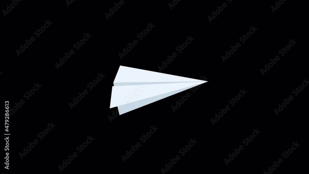 3D Paper Plane Flying Loop Animation Side View In Transparent Alpha ...