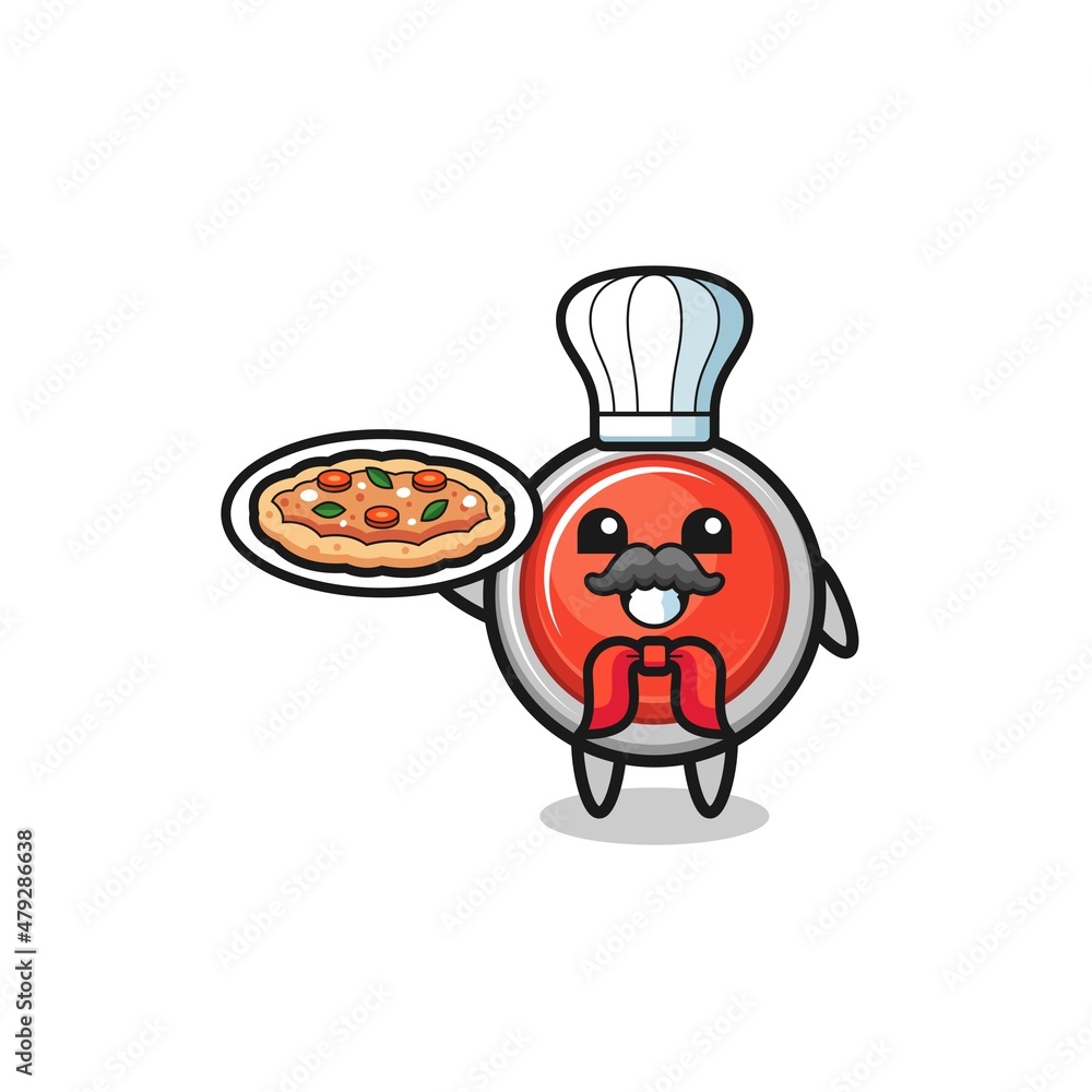 emergency panic button character as Italian chef mascot emergency panic button character as Italian chef mascot