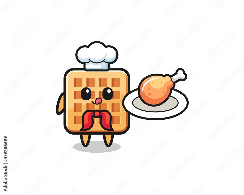 waffle fried chicken chef cartoon character waffle fried chicken chef cartoon character
