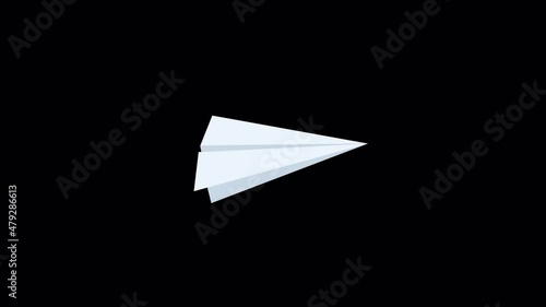 3D Paper Plane Flying Loop Animation Side View In Transparent Alpha Background