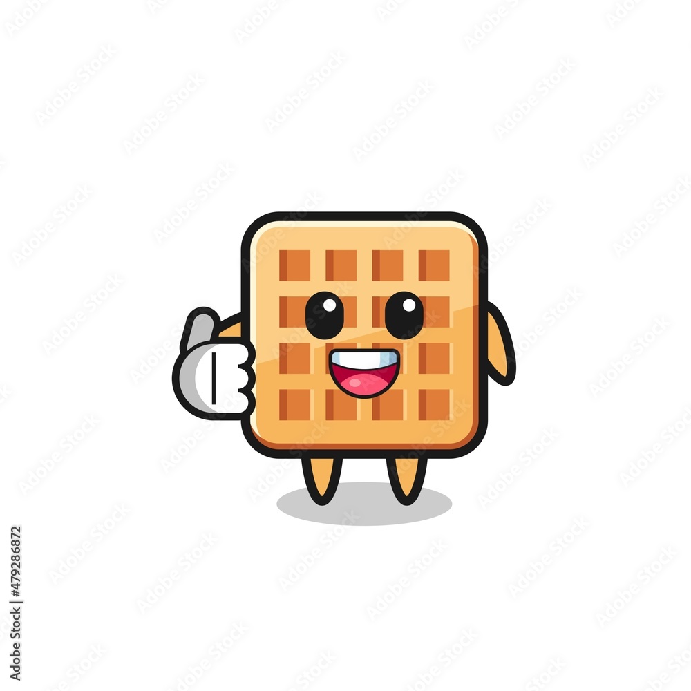 waffle mascot doing thumbs up gesture