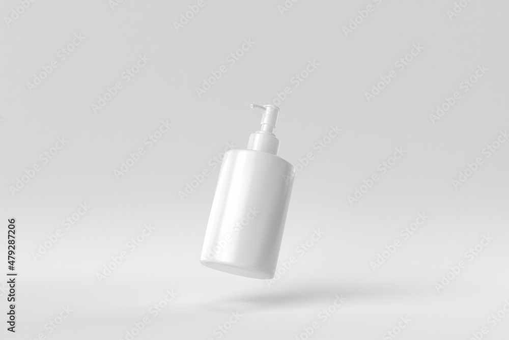 Bottle of alcohol gel on a white background. minimal concept. monochrome. 3D render. Bottle of alcohol gel on a white background. minimal concept. monochrome. 3D render.