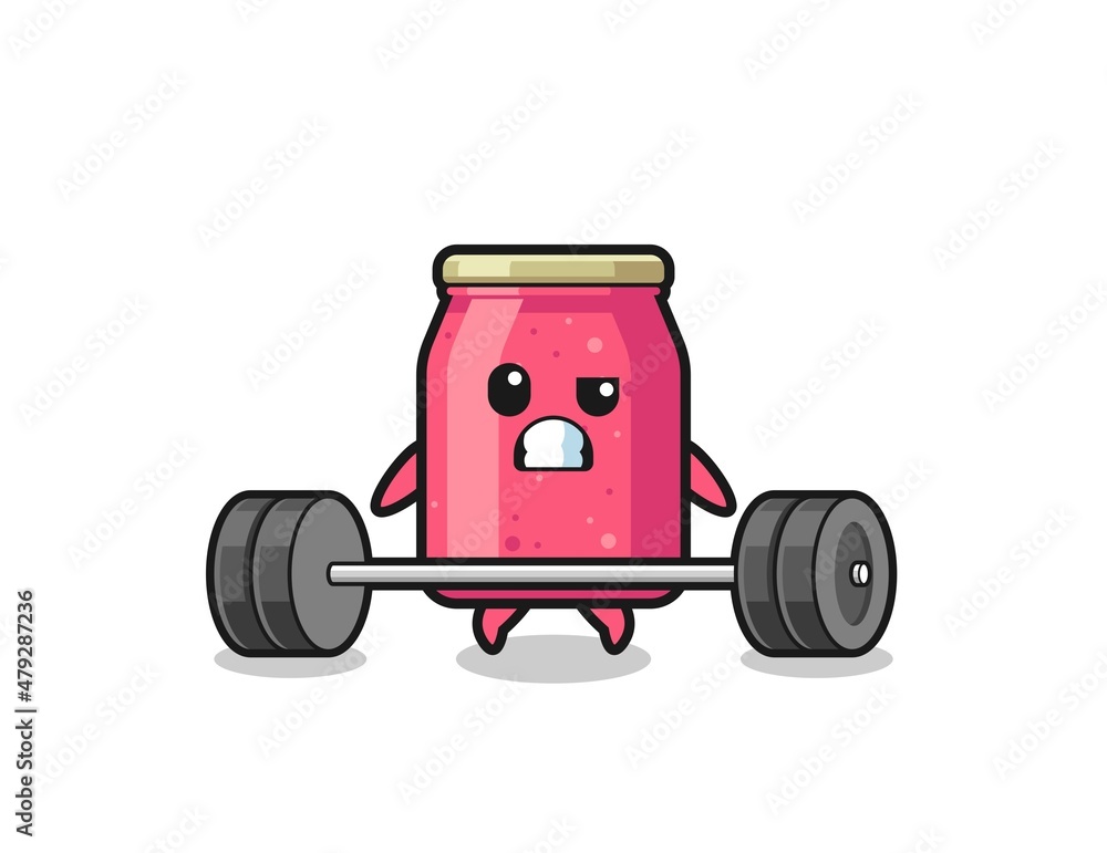 cartoon of strawberry jam lifting a barbell cartoon of strawberry jam lifting a barbell