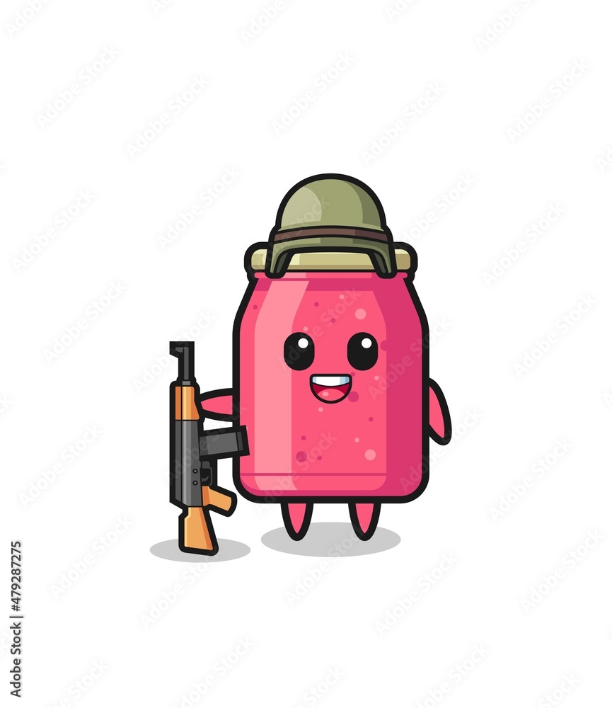 cute strawberry jam mascot as a soldier cute strawberry jam mascot as a soldier