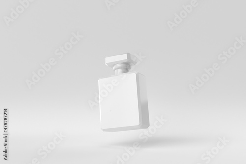 Bottle of essence perfume on a white background. minimal concept. monochrome. 3D render.