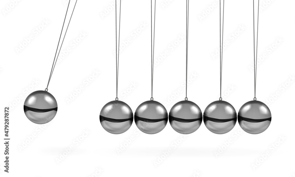 Newton's cradle pendulum with swinging spheres metal balls 3d realistic vector illustration. Hanging balancing balls of newtons cradle science business gadget leadership or communication concept. Newton's cradle pendulum with swinging spheres metal balls 3d realistic vector illustration. Hanging balancing balls of newtons cradle science business gadget leadership or communication concept.