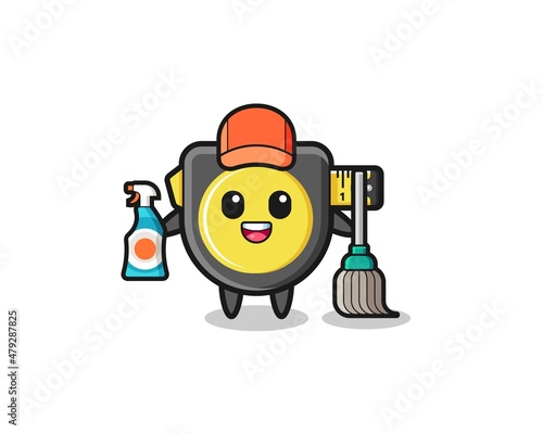 cute tape measure character as cleaning services mascot