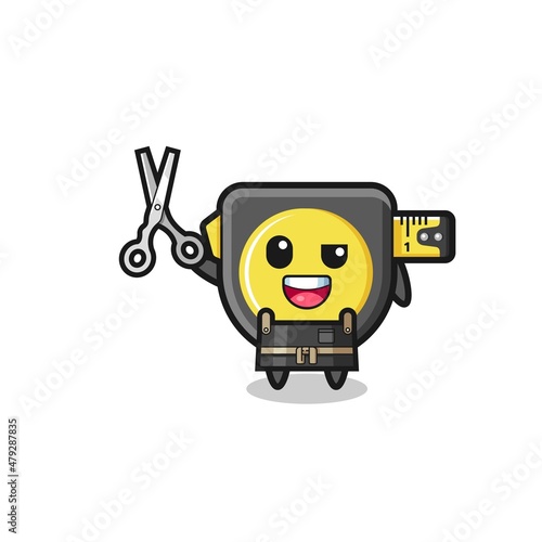 tape measure character as barbershop mascot
