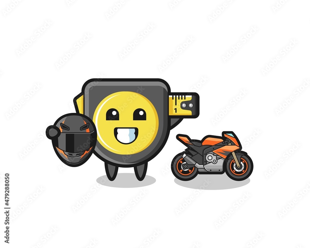 cute tape measure cartoon as a motorcycle racer cute tape measure cartoon as a motorcycle racer