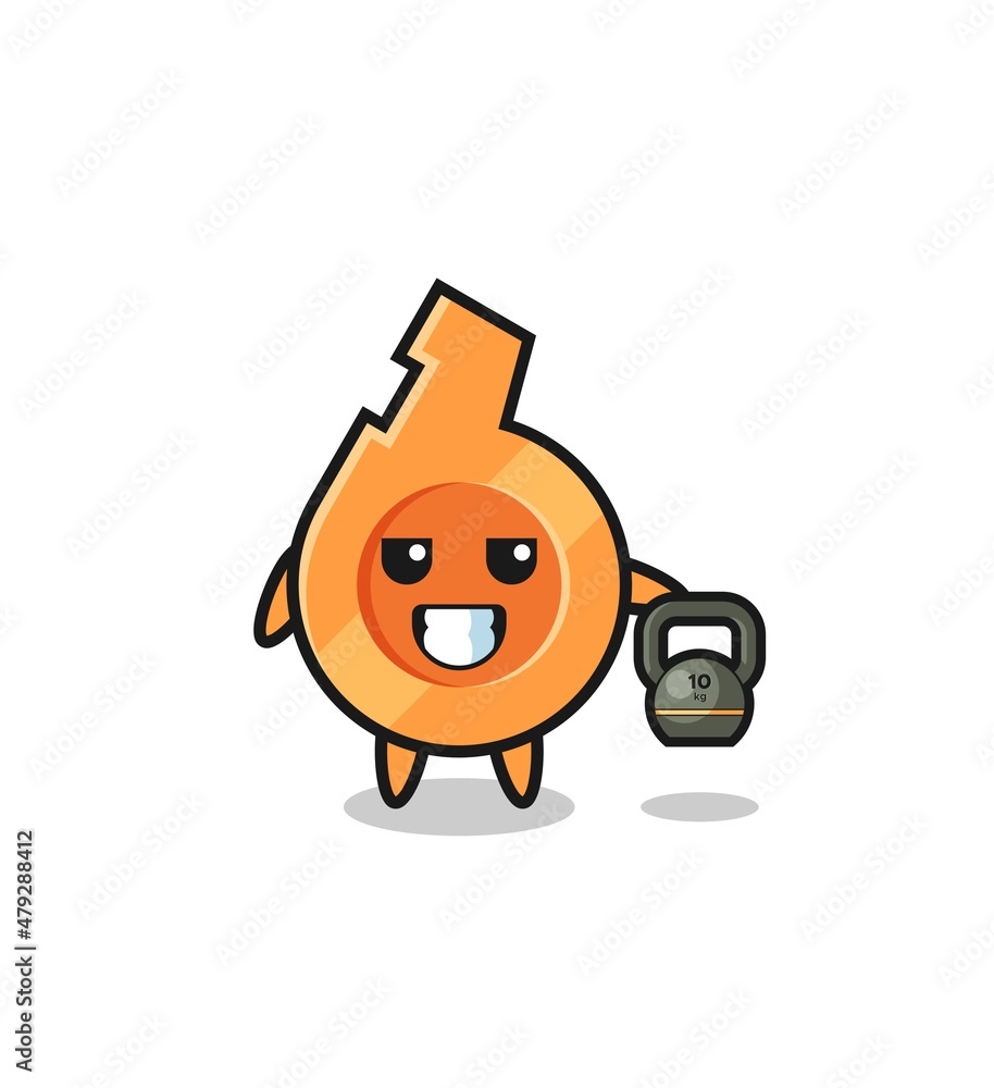 whistle mascot lifting kettlebell in the gym whistle mascot lifting kettlebell in the gym