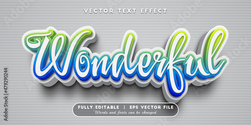 Text effects 3d wonderful, editable text style