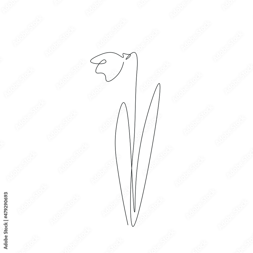 Flower silhouette line drawing vector illustration Flower silhouette line drawing vector illustration