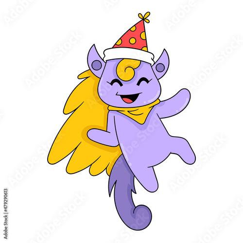 unicorns are happy to welcome the new year, doodle icon image kawaii