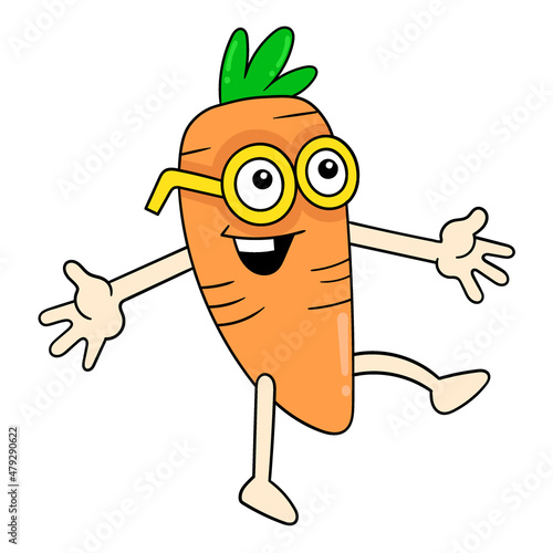 carrot is having a happy face nerdy, doodle icon image kawaii