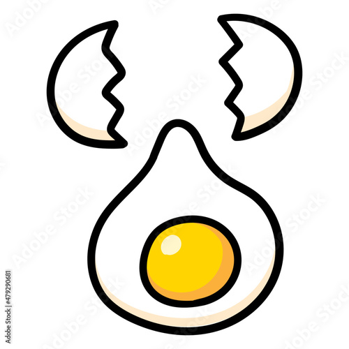 割れる生卵のかわいい手描き風イラスト