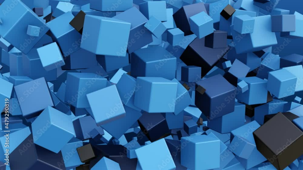 Abstract animation of blue and grey metallic cubes in a smooth wavy motion Abstract animation of blue and grey metallic cubes in a smooth wavy motion