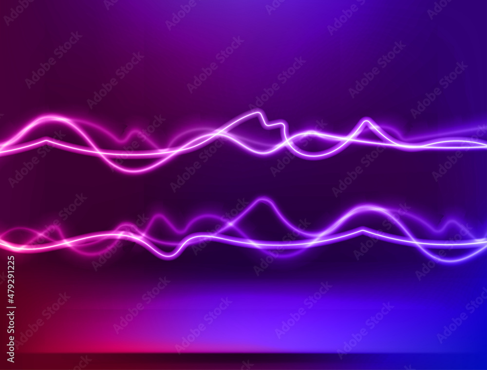 Impulse waves of neon glow. Vector illustration