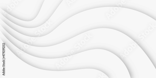 Vector abstract white paper cut banner. Geometric layered curve line white vector background. White waves decorative papercut design.