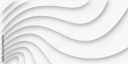 Vector abstract white paper cut banner. Geometric layered curve line white vector background. White waves decorative papercut design.