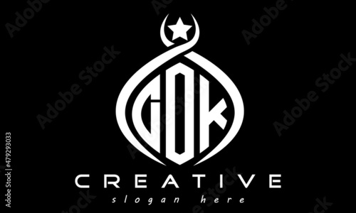 DOK three letters monogram curved oval initial logo design, geometric minimalist modern business shape creative logo, vector template