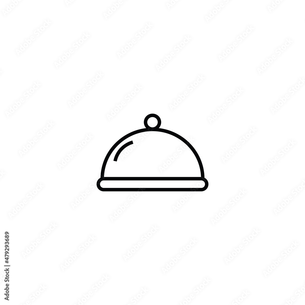Food and drinks concept. Modern outline symbol and editable stroke. Vector line icon of restaurant bowl with cloche Food and drinks concept. Modern outline symbol and editable stroke. Vector line icon of restaurant bowl with cloche