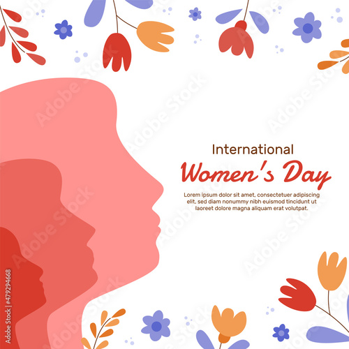 Flat-hand drawn International women day background
