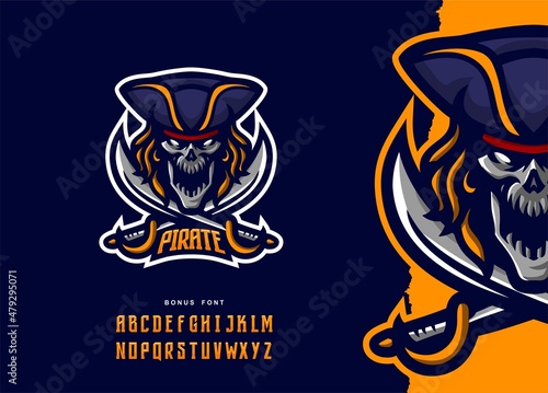 illustration vector graphic of Skull Pirate mascot logo perfect for sport and e-sport team