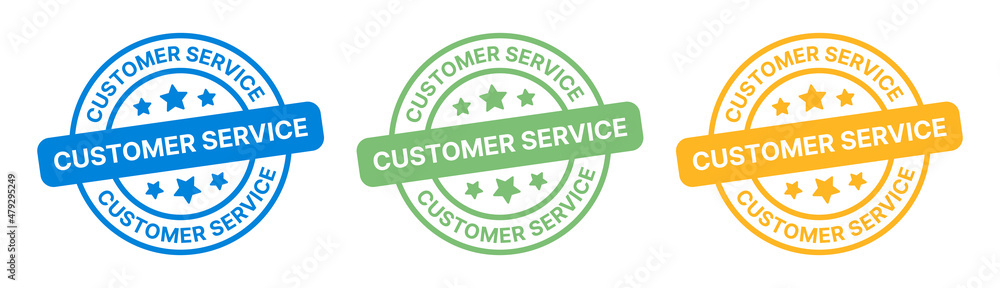 Customer service rubber stamp vector illustration.