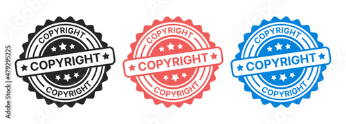 Copyright stamp vector. Copyright seal icon set.