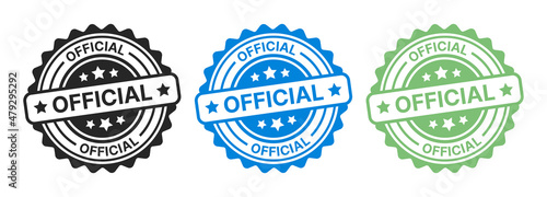 Official round textured rubber stamp badge.