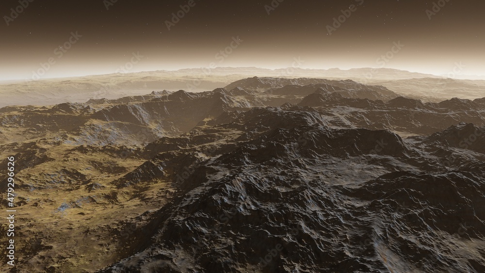 view from a beautiful planet, beautiful space background 3d render