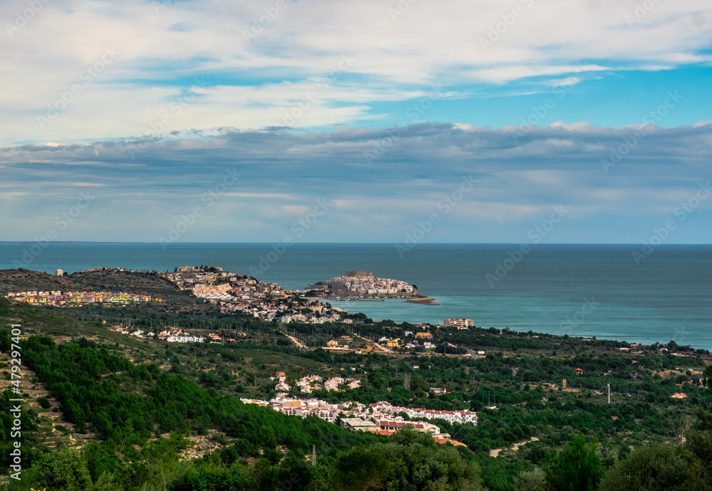 Peniscola from the Sierra de Irta Natural Park in the Spanish Mediterranean Peniscola from the Sierra de Irta Natural Park in the Spanish Mediterranean