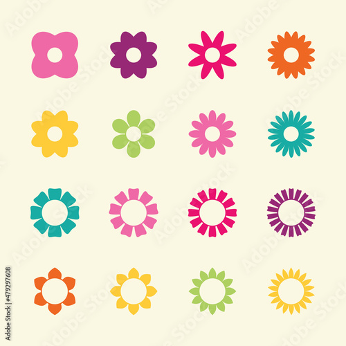 Colorful flower Shape set. Vector illustration.