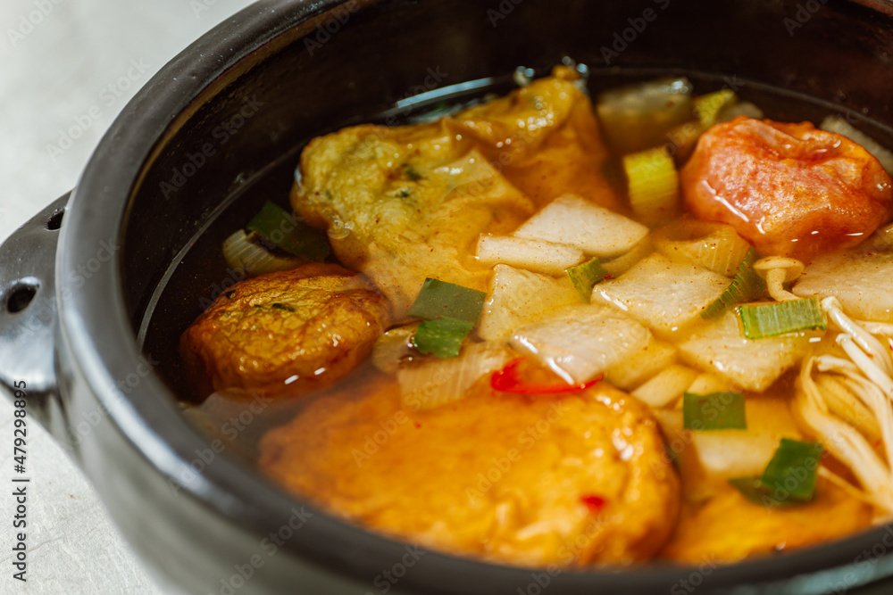 Eomuk tang, Korean style fish cake soup food Eomuk tang, Korean style fish cake soup food