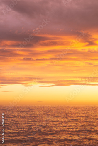 Ocher sunset over the sea.
