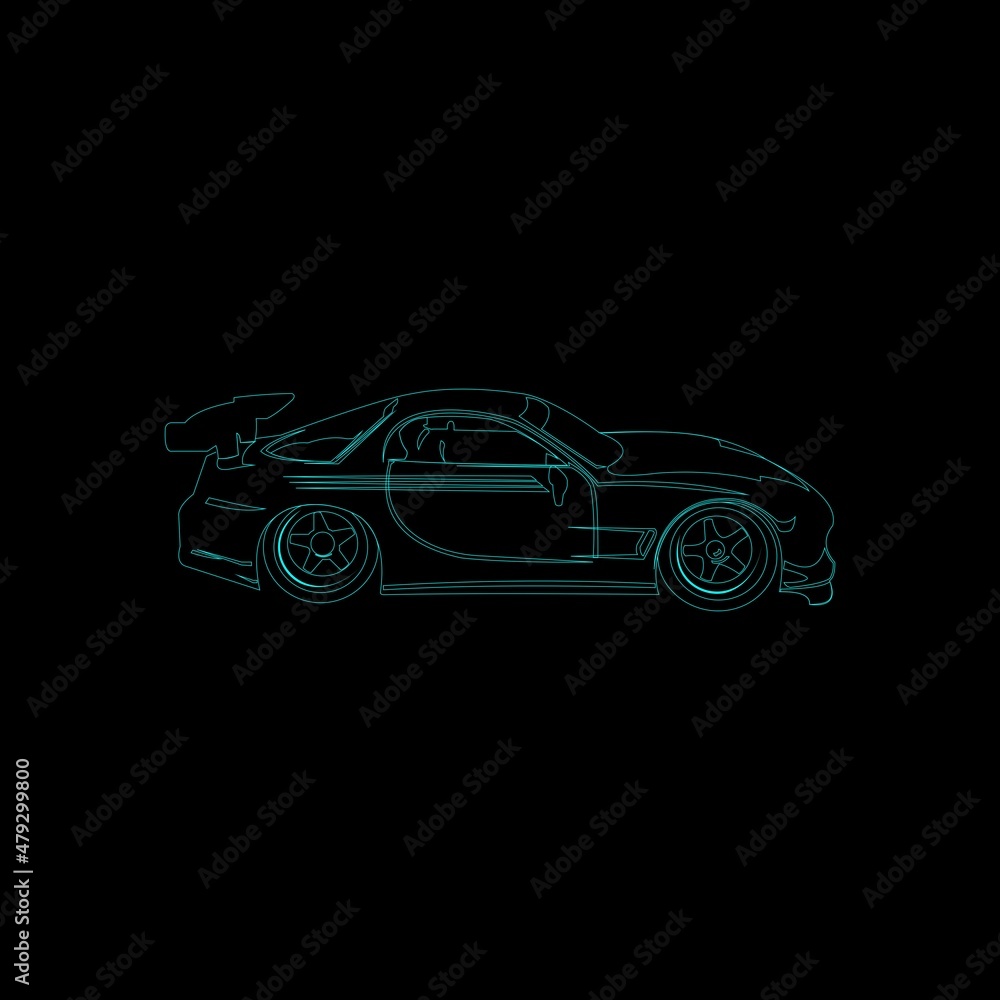 car line design logo, luxury sports car line drawing