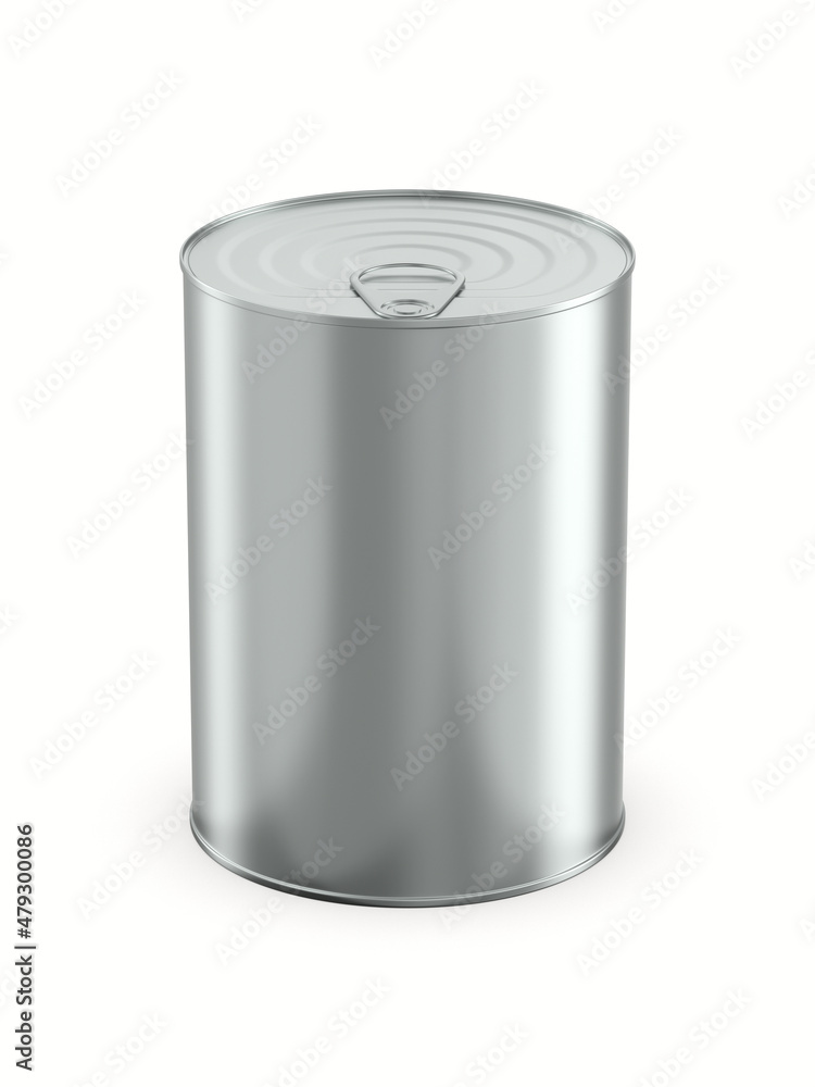closed metallic can on white background. Isolated 3D illustration closed metallic can on white background. Isolated 3D illustration